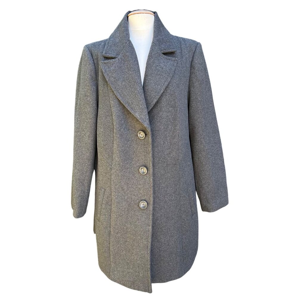 Alpine Swiss Womens Gray Wool Blend Coat Double Breasted Long Overcoat 2XL
